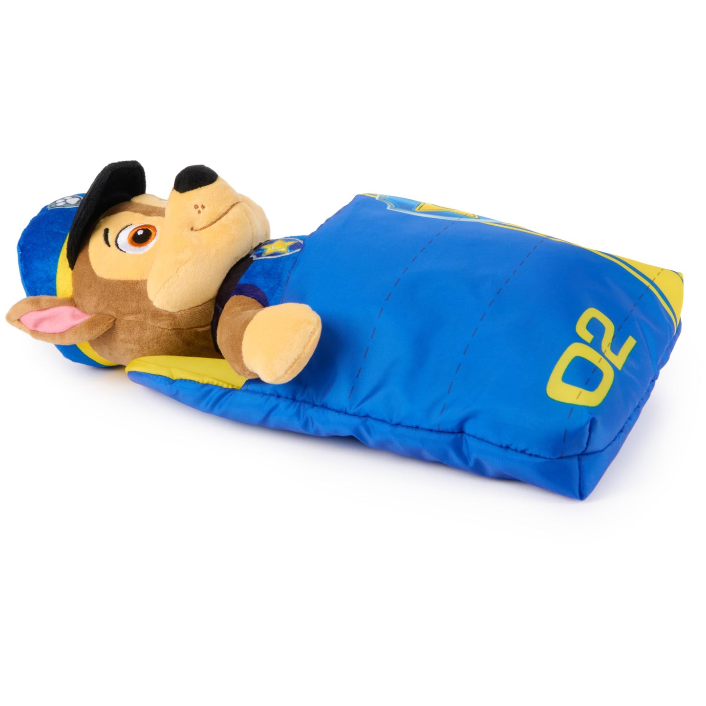 Paw Patrol Chase Bedtime Plush with Sleeping Bag, Plush Toy for Preschoolers and Toddlers, Stuffed Animal, Sensory Toy for Ages 3 and Up, 12”