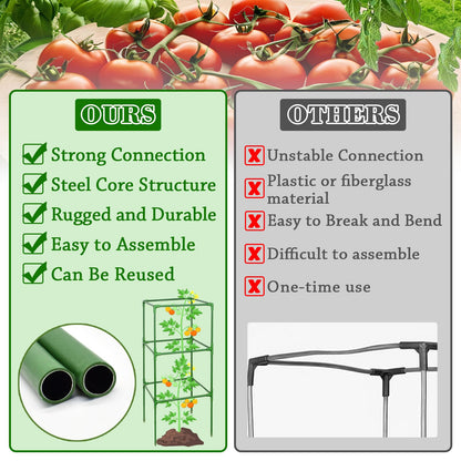 ZeeDix 2 Pack Heavy Duty Tomato Cages for Garden 60 Inches, Square Adjustable Tomato Trellis Cage Climbing Plant Support Trellis Plant Cages for Climbing Vegetables Flowers with 20Pcs Clips