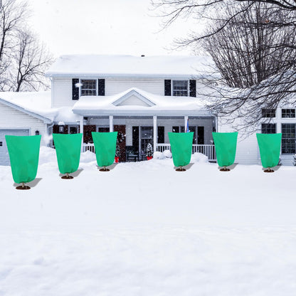8 Pack Plant Covers Freeze Protection, 31.5"x47.2" Frost Blankets with Zipper Drawstring, Winter Cold Weather Plant Protection Jacket for Outdoor Plants Potted Shrubs Trees from Freeze Animals, Green
