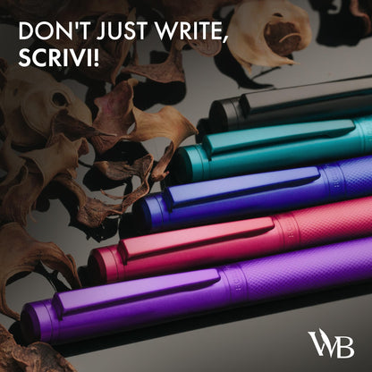 SCRIVI PENS Luxury Fountain Pen Set-[Blue] Fountain Pens for Writing - Smooth Extra Fine Nib - Includes Refillable Ink Converter, 5 Ink Cartridges [Black & Blue], Gift Box - Elegant Calligraphy