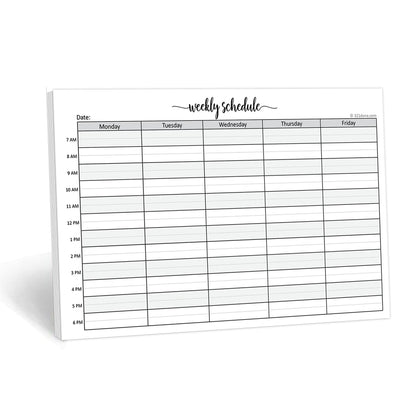 321Done Weekly Schedule Planning Notepad - 50 Sheets (5.5x8.5) – Hourly Appointment Productivity Weekly Planner Tear-Off Note Pad - Cute Simple Script Half-Letter Small Size - Made in USA