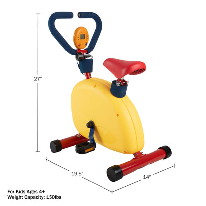 Kids Exercise Bike - Indoor Stationary Cycle Riding Toy with Adjustable Seat - Kids Workout Equipment for Boys and Girls Ages 4 and Up by Hey Play