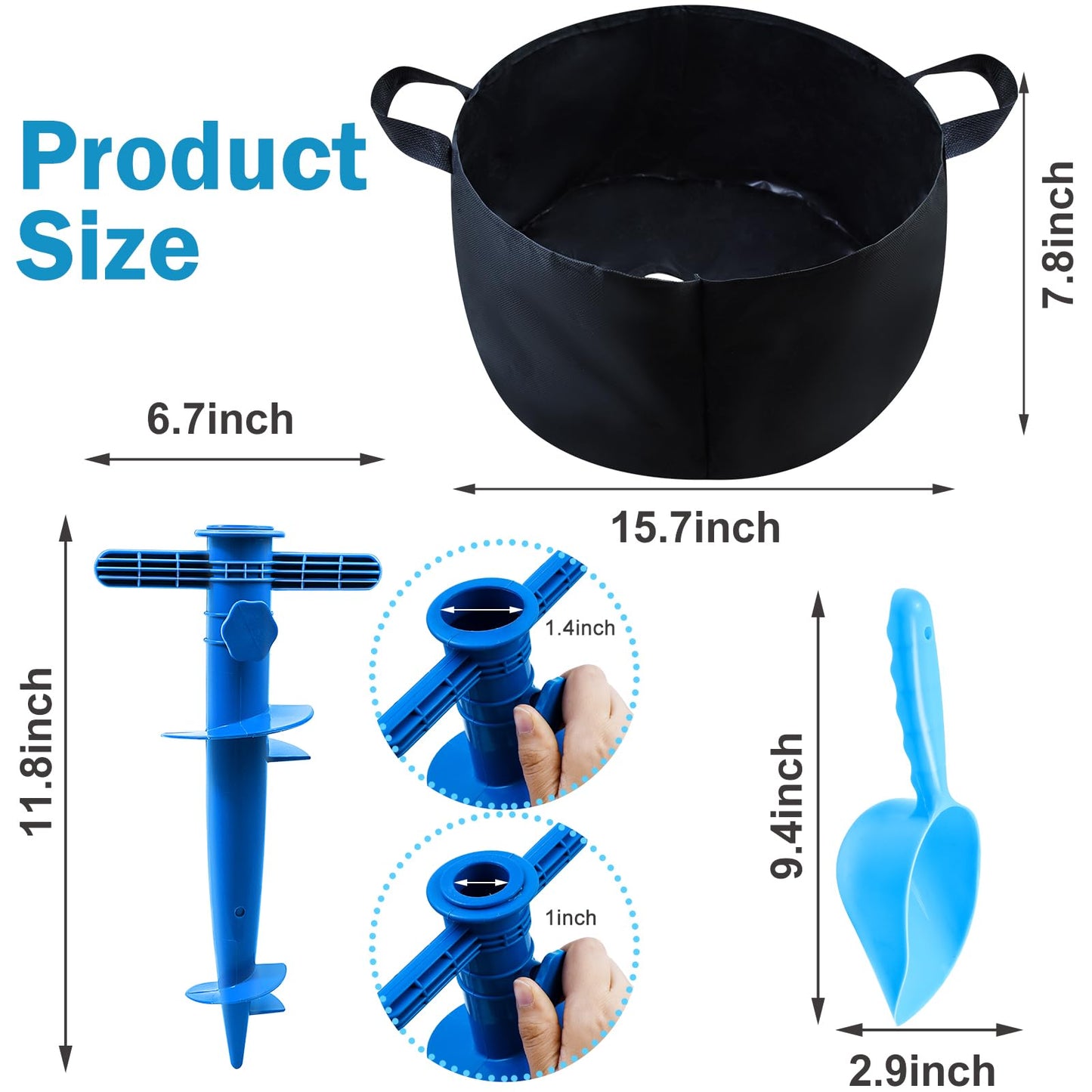 Beach Sunshade Umbrella Weight Sand Bags Parasol Base with Sand Anchor, Outdoor Beach Umbrella Base Stand Kit Portable Sand Umbrella Holder with Shovel Fits Most Beach Umbrellas Ideal for Strong Winds
