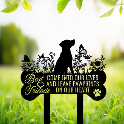 VUZUCOSH Pet Grave Markers Dog, Metal Pet Metal Memorial Garden Stake, Pets Waterproof Grave Stakes Plaque, Pet Headstone Garden Memorial Graves, Metal Dog Garden Decor 12"