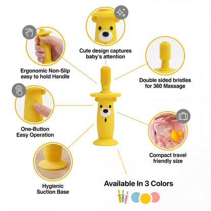 KLOUDYS Vibrating Baby Teether & Toothbrush l Teething Relief & Bone Conduction Music l Soft BPA-Free Silicone Baby teethers, Oral Sensory chew Toys for Kids & Babies,Teething Toys 9-24 Months, Pink