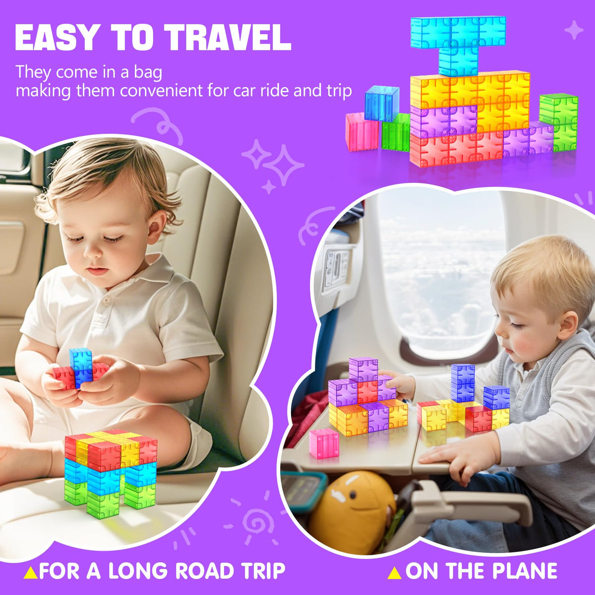 Feoxialy Magnetic Blocks - 52pcs Translucent Magnetic Cubes, Digit Building Blocks Magnet Toys for Kids, Rainbow STEM Creativity Toys 3+ Year Old Boys & Girls Toddlers Kids Christmas Birthday Gifts