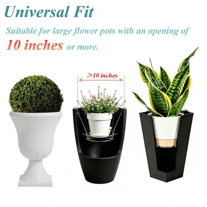 Shrandi 2026 2PCS Adjustable Planter Insert for Large Pots, 10–18” Pot Riser with Chains & Hooks, No Soil Pot Filler for Tall Planters, Stainless Steel Plant Stand for Indoor Outdoor Decor