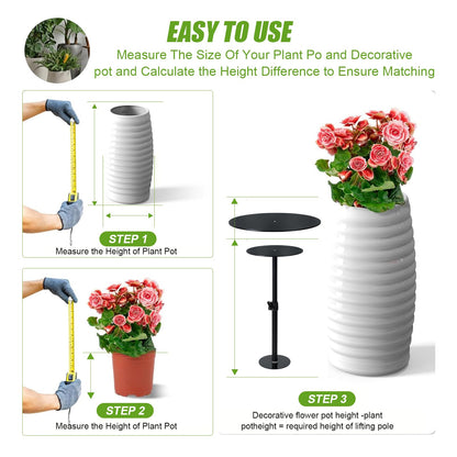Funvalley Surperfect Adjustable Plant Riser for Inside Pots - 9.5-20.5" Lift Kit Planter Insert, Plant Lift Inserts Pot Risers for Indoor Outdoor Tall Taper Planter Container