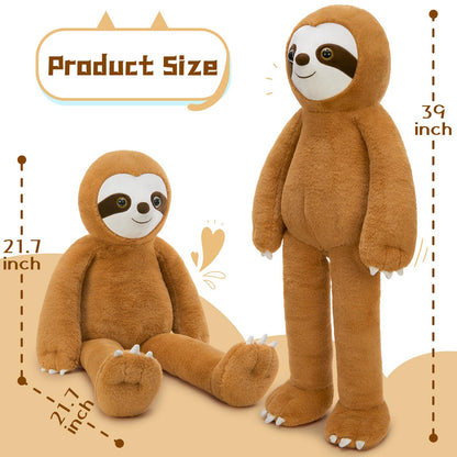 Tezituor 3.2lbs Giant Sloth Stuffed Animal, 39.5inches Long Legged Stuffed Sloth Plushies for Hugs, Hugging Soft Sloths Plush Body Pillow Birthday Christmas Toy Gift for Boys Girls