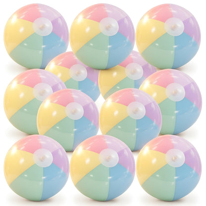 MiniInflat 24 Pcs Inflatable Pastel Beach Balls Bulk for Kids Jumbo Big Macaron Beach Balls for Adults Summer Swimming Pool Water Games Party Favor(16 Inch)