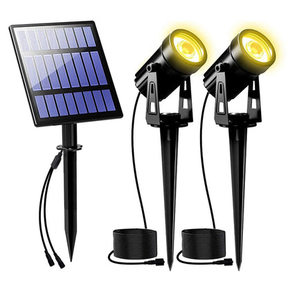 T-SUNUS Christmas Solar Landscape Spotlights Warm White, 2W Garden Spot Lights Outdoor 9.8ft Cable IP65 Waterproof Security Downlight 2-IN-1 for Flag Tree Pond Garage Deck Yard Wall Backyard Halloween