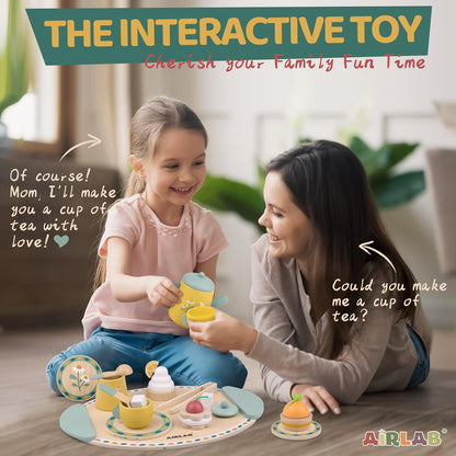 Tea Sets for Toddlers 3-5 Girl Birthday Gift 3 Year Old Princess Party Wooden Play Food Toy Sets for Kids Kitchen Accessories Age 3 4 5 6 Wood Educational Toys