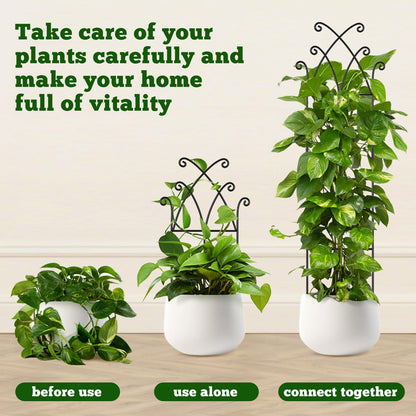 33.8in Tall Trellis for Climbing Plants Indoor & Outdoor, 4 Pack Metal Trellis for Potted Houseplant, Sturdy Support for Ivy, Pothos, Monstera, Hoya and Flower Vines, Black