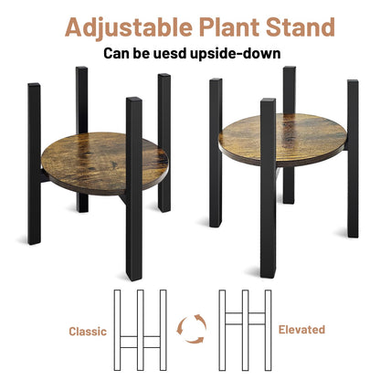 Uniqcovosa Adjustable Plant Stand, Mid Century Modern Indoor Plants Stands - Fits 8 to 13 Inches Pots - Stable Wood Single Small Plant Stool for Living Room