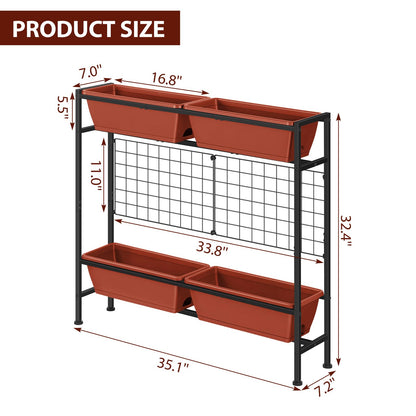 OYEAL Raised Garden Beds with Legs & Trellis, 32" Tall Herb Garden Planters for Indoor/Outdoor Plants, Vertical Elevated Flower Box for Backyard, Porch, Patio, Balcony, Red