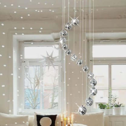 Rodudu Disco Ball Mobile Spiral Spinner Ball with Bamboo Circle, 36 Inch for Outdoor Indoor Garden Yard Patio Home Decoration Birthday Wedding Party