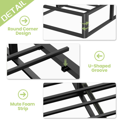 Superay Full Box Spring, 5 inch Box Spring for Full Bed, Heavy Duty Metal Bed Frame with Fabric Cover, 3000lbs Max Weight Capacity Bed Base Mattress Foundation, Easy Assembly, Noise Free, Black
