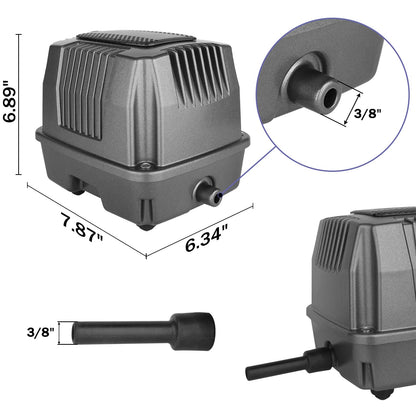 AquaMiracle Koi Pond Aerator Pond Air Pump with Self-Sinking Airline Rubber Air Diffuser, Air Flow Control Pond Deicer All-in-One Pond Aeration Kit for Outdoor Pond 2,000-5,000 Gallons