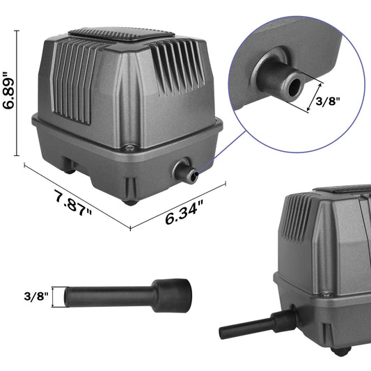 AquaMiracle Koi Pond Aerator Pond Air Pump with Self-Sinking Airline Rubber Air Diffuser, Air Flow Control Pond Deicer All-in-One Pond Aeration Kit for Outdoor Pond 2,000-5,000 Gallons