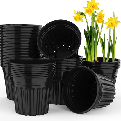 BeapTcely 50 Pcs 3 Gallon Planter Nursery Pots, Seed Starting Pot Plastic Flower Seedling Pots with Drainage Holes Flexible Plant Container for Garden Lawn Yard Plants Seedlings (50, 3 Gallon)