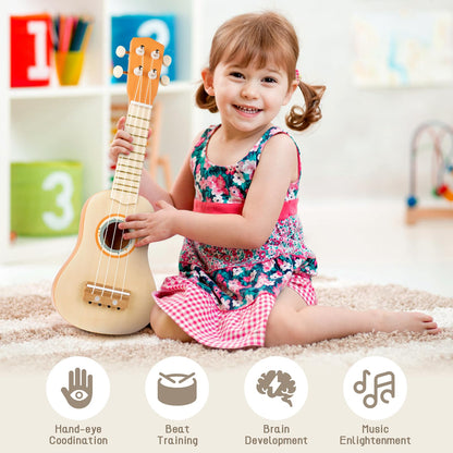Vanplay Kids Guitar Set - Montessori Toys for 2 3 Year Old Boy Girls Birthday Gifts, 7 in 1 Musical Instruments for Toddlers 2-4, Band Sets with Ukulele/Flute/Tambourine/Maracas Toys for Kids 3-5