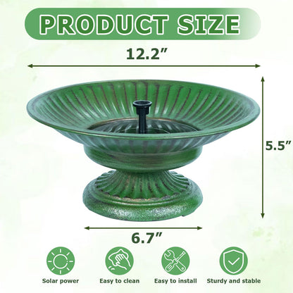 Solar Fountain Bird Bath,Cast Iron Pedestal Bird Bath with Solar Powered Fountain,Bird Bath Bubbler for Garden, Patio & Yard.