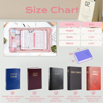 XKDOUS 24 Pcs Bible Covers Kit, Bible Carrying Case Large Church Bag w/Bible Study Supplies, Tabs, Pens, Bookmarks, Leather Book Holder Case Christian Gift for Women Lady