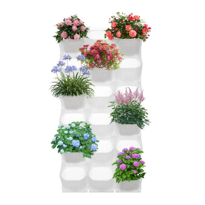 BYOIPLOI Vertical Wall Planter, Wall Planter with 36 Pots and 36 Non-Woven Fabrics Vegetable Hanging Pocket Holder for Hanging Flower Herbs Vegetables Home Indoor Outdoor Black (White)