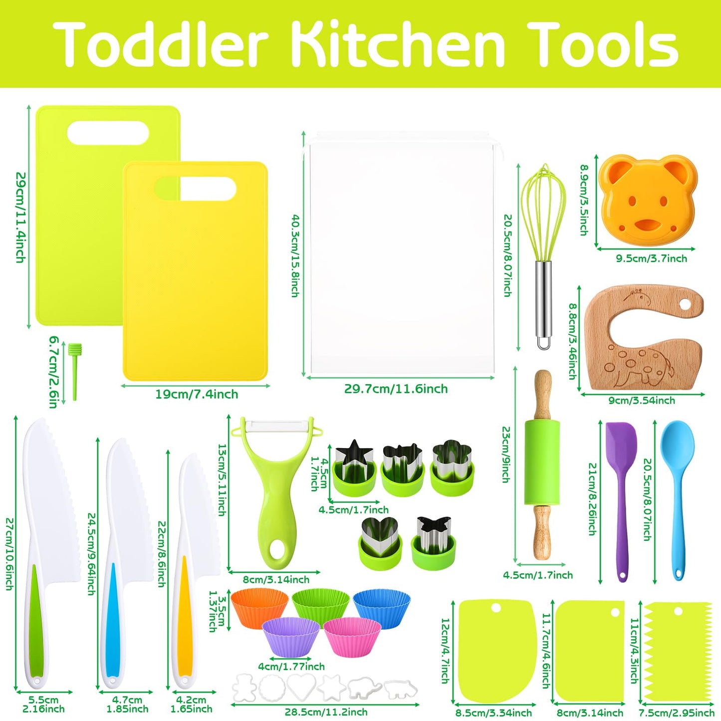 Fingertip WD 41 PCS Kids Cooking Sets Real, Toddler Kitchen Tools Kids Baking Set Kids Chef Set with Apron, Knives, Kids Baking Kit, Toddler Cooking Set for Boys and Girls