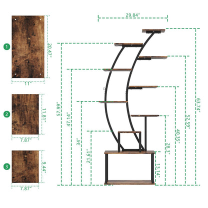 MODCART Plant Stand Indoor with Grow Lights, 63" Metal Plant Shelf, 9 Tiered Indoor Plant Stand, Tall Plant Stands Indoor Multiple Stands for Living Room, Patio