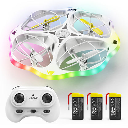 WeFone WF15 Drone for Kids & Beginners with 3 Batteries 21 Min Flight, 360° Flips, Altitude Hold, One-Key Start, 3 Speeds,Colorful LED Lights for Night Flying, Great Gift Toy for Boys Girls