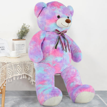 Tezituor Big Teddy Bear,Giant Rainbow Purple Teddy Bear Stuffed Animal,59 Inches Soft Plush Bear Toys,Girlfriend Baby Shower Life Size Bears Gifts for Valentines,Christmas,Birthday 5 Feet