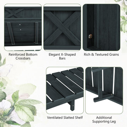 Giantex HIPS Raised Garden Bed, Elevated Planter Box w/Legs, Storage Shelf, Drainage Holes, Weather-Proof Standing Raised Beds for Backyard Balcony Flower Herb (Black, 44" x 18" x 29")