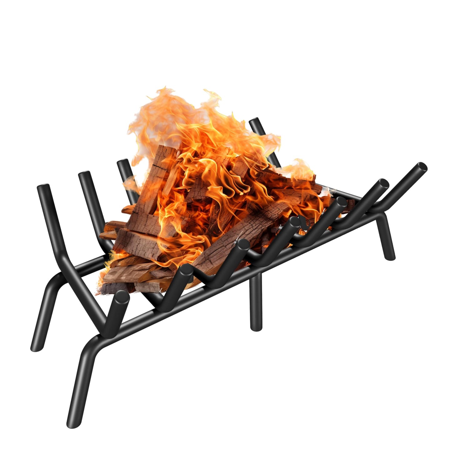 KIKIBRO Fireplace Grate 21 Inch, Firewood Log Holder Rack, Heavy Duty Fire Wood Stove Grates for Indoor Outdoor Camping Chimney Hearth Burning Fireplace Accessories Tools