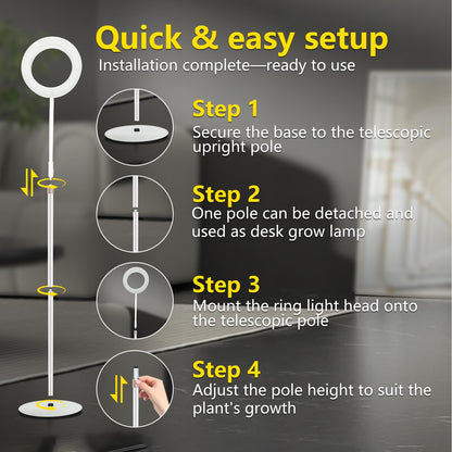 Floor Grow Lights for Indoor Full Spectrum Plant Lighting with Adjustable 67" Stand for Growing Large Tall Plants 3/9/12H Timer,3 Light Modes, 10 Dimming