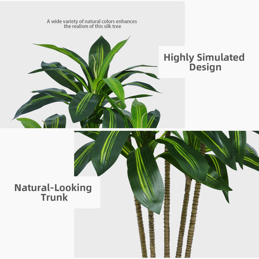 ASTIDY Artificial Dracaena Tree 5FT - Faux Tree with Black Tall Planter - Fake Tropical Yucca Floor Plant Potted - Artificial Silk Tree for Home Office Living Room Decor Indoor