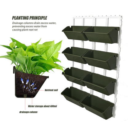 WANLECY 8 Pockets Vertical Planters Indoor Outdoor Living Wall Mounted Garden Wall Planter for Herb Plants, Balcony Decoration (Dark Green)