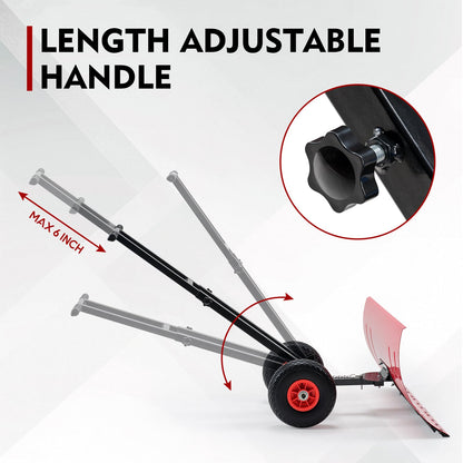 ONECHOI Snow Shovel with Wheels, 29X16.5inch Angled Steel Blade，Heavy-Duty Snow Shovel Pusher and Plow with Height Adjustable Handle for Driveway and Efficient Snow Removal (29 Inch X16.5 Inch)