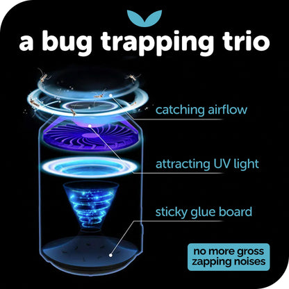 Katchy Indoor Fly Trap– Catcher & Killer for Mosquito, Fruit Fly, Gnat & Small Moth – Non-Zapper Trap with Fan Suction & Blue UV Light – Ideal for Indoor Spaces, Kitchen & Plants (Original, White)