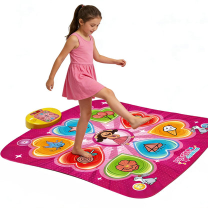 PLAMILOY Dance Mat for Kids, Light-up Rhythm Step Game Mat, Electronic Music Game Pad with LED Lights, Built-in Music, 5 Challenge Levels, Adjustable Volume, Ideal Gift for Girls Boys Ages 3-12