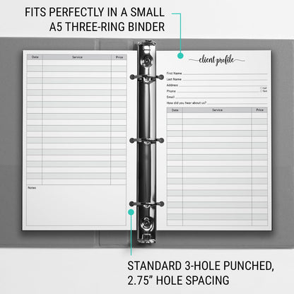 321Done Client Profile Cards, Made in USA - 5.5x 8.5, Customer Information Form, Three Ring Binder Insert Sheets for Small Business, Salon, Spa, Hairdresser, Stylist, Nail Salons Supplies - 50-Pack