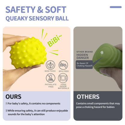 Montessori Toys Bundle: Sensory Balls (Textured) + Baby Pop Up Toy with Music, Hand Catching Balls & Rattle, Cause and Effect Animal Toy, Educational Gifts for Babies 3-12 Months & Toddlers 1-3