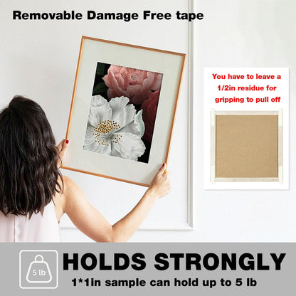 Hasaky Damage Free Removable Wall Tape 18ft, Heavy Duty Double Sided Tape Black, Picture Hanging Strips Replacement, Mounting Tape Adhesive Strips