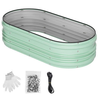 WORKPRO 4x2x1ft Galvanized Raised Garden Bed Set, Rust & Corrosion Protection, Easy Assembly, Safe Edge, Ideal for Vegetables & Flowers, Light Green