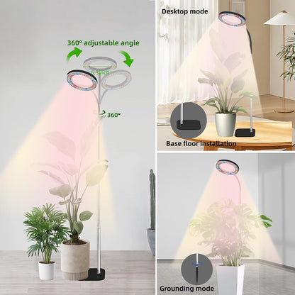 LCCYJYZY Full Spectrum LED Grow Light, 84 LEDs with 3 Color Modes, 67in Adjustable Gooseneck, 360° Rotating Head, Desktop Plant Light with Timer, 10 Brightness Levels, (Black)