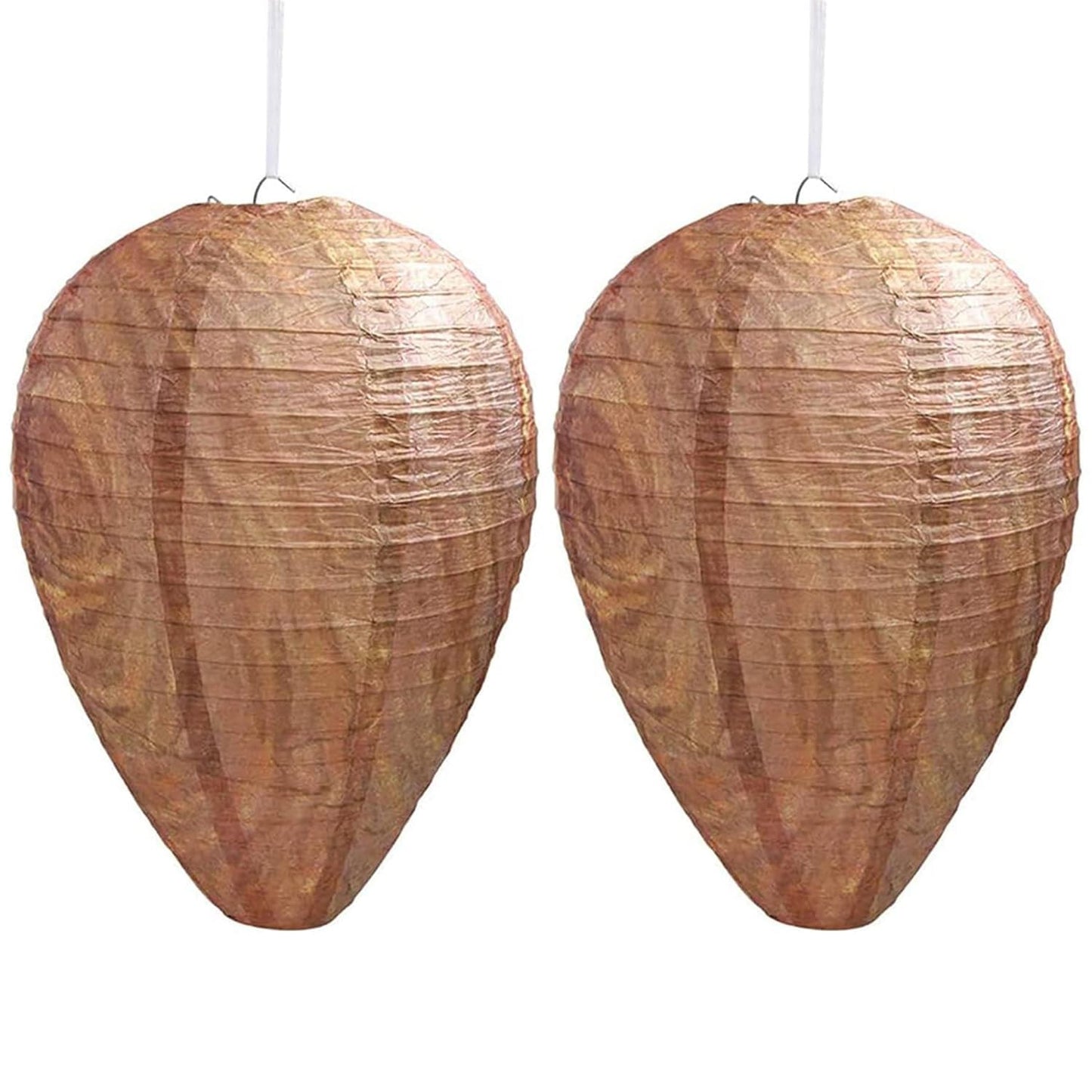 DECYOOL 2 Pack Paper Wasp Nest Decoy Hanging Wasp Nest Stay Away from Wasps Hornets Yellow Jackets(Paper Dark Brown)