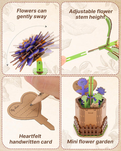 Kaayee 3D Flower Wooden Puzzles for Adults-Dahlia, Wooden Flowers Model Kit Set DIY Crafts to Build, Mother's Day/Botanical Collection/Ideal Creative Gift Ideas/Housewarming（117 PCS）