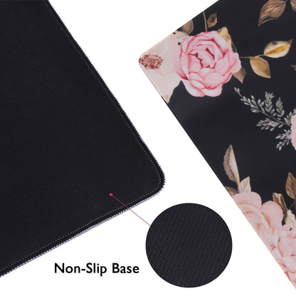 iCasso Extended Gaming Mouse Pad, Large Non-Slip Rubber Base Mousepad with Stitched Edges, Waterproof Keyboard Mouse Mat Desk Pad for Work, Game, Office, Home - Peony