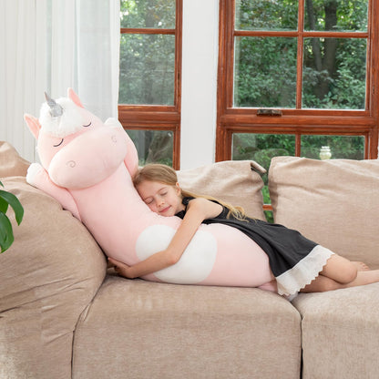 MorisMos 36.2" Unicorn Body Pillow Large Hugging Pillow Unicorn Stuffed Animal,Soft Plush Toy for Kids Girl, Animal Body Pillow, Pink
