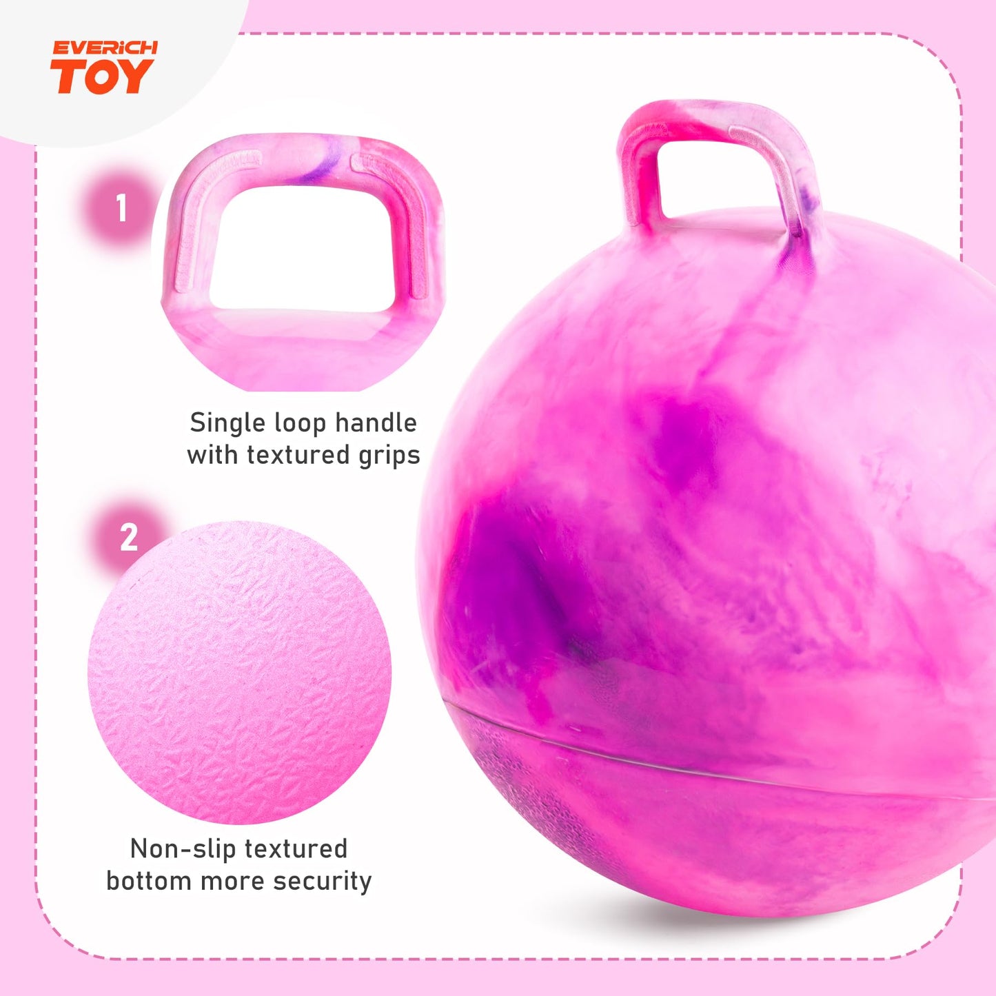 EVERICH TOY Hopper Ball for Kids, 18-Inch Sit On Bouncy Ball with Handle, Purple Pink Clouds Girls Toys - Fun Indoor Active Play, Inflatable Balance Toy, Great Birthday Gifts for 4 5 6 7 8 Years Old